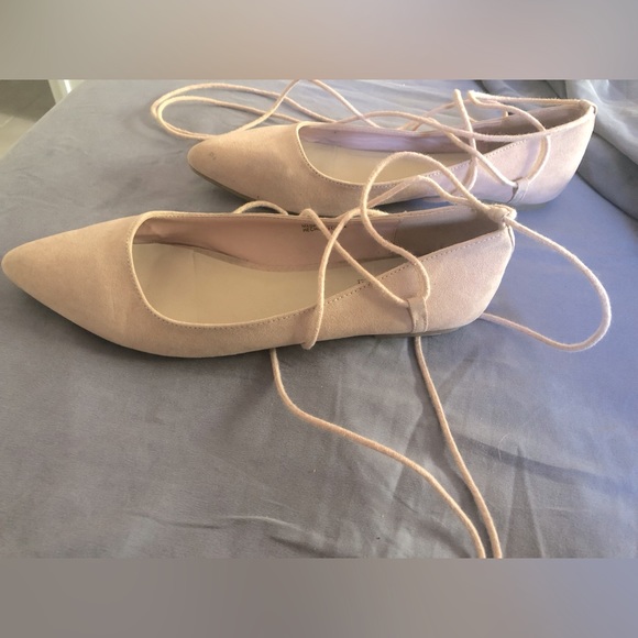 Forever 21 Blush Pink Lace Up Pointed-toe Flats - Size 8.5 - Picture 3 of 8
